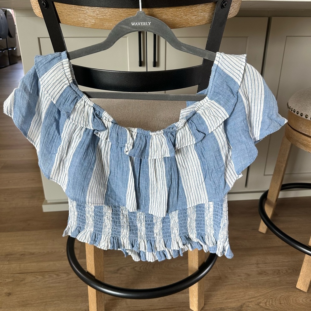 American eagle Blue and White Striped Women's Top